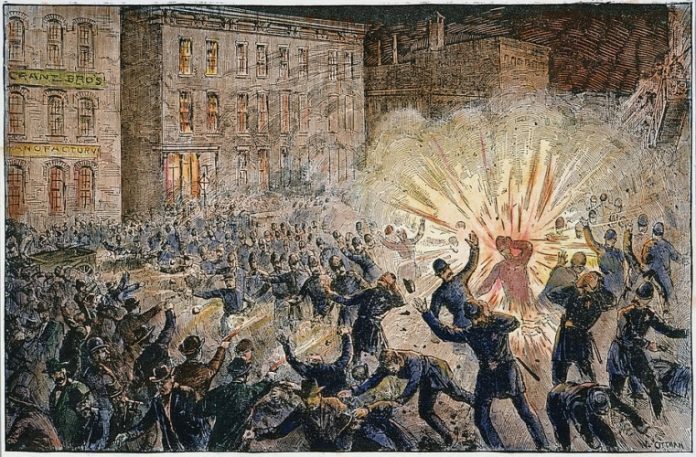 krwawo stłumiony strajku robotników w Chicago w 1896 rok - obraz - grafika wpisu